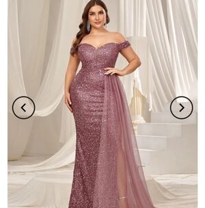 Elegant Pink Sequin Evening Gown